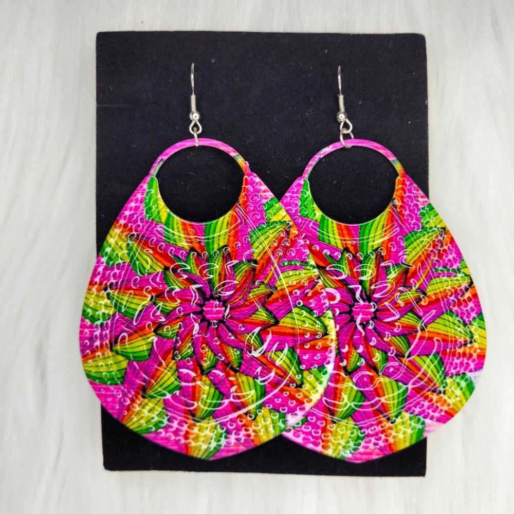 Bright Pink Flower Earrings